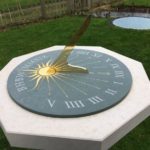 A horizontal garden sundial